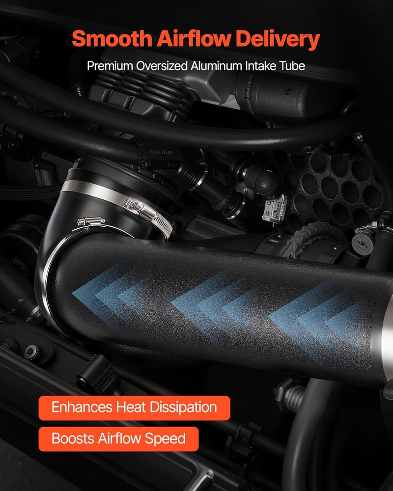 VEVOR نظام سحب هواء بارد، 3.5 بوصة + درع حراري متوافق مع دودج تشالنجر/تشارج 2011-2023 بمحرك 3.6L V6، مجموعة فلتر تدفق عالي لتحسين القوة الحصانية واستجابة دواسة الوقود - Image 5